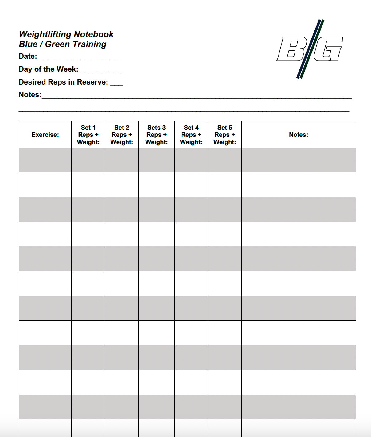 Weightlifting Notebook (Free)