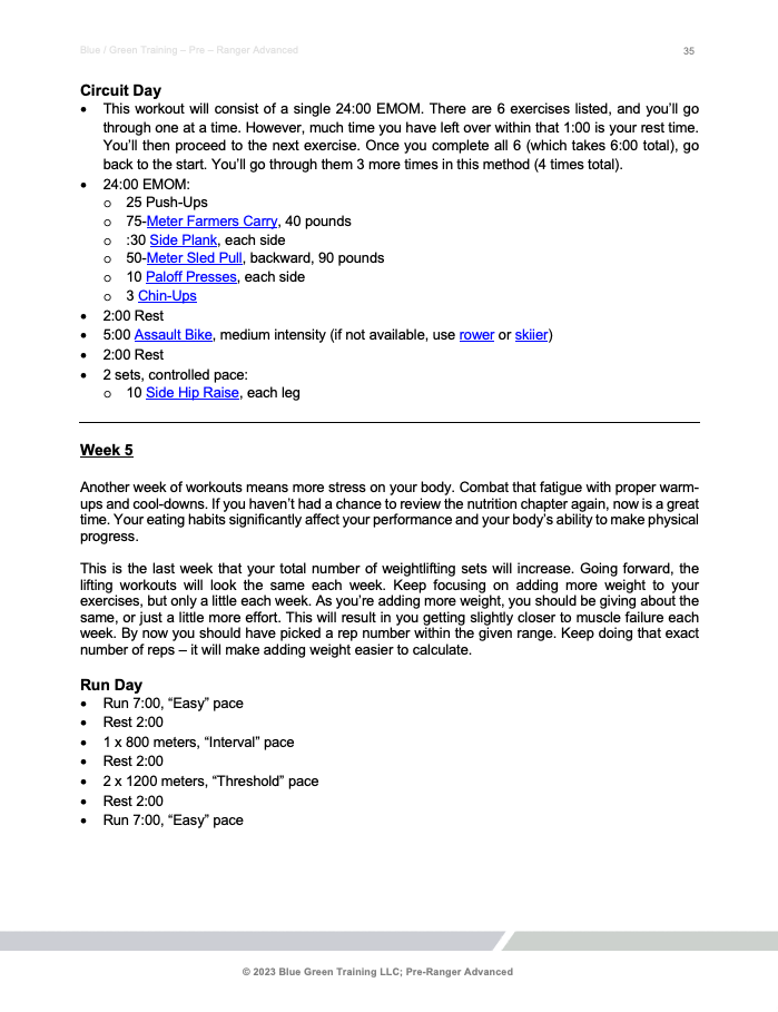 Pre-Ranger Advanced - Phase 1 – Blue / Green Training