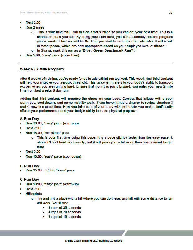 
                      
                        BLUE / GREEN TRAINING RUNNING GUIDE
                      
                    