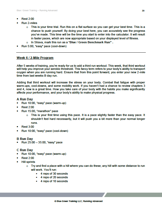 
                  
                    BLUE / GREEN TRAINING RUNNING GUIDE
                  
                